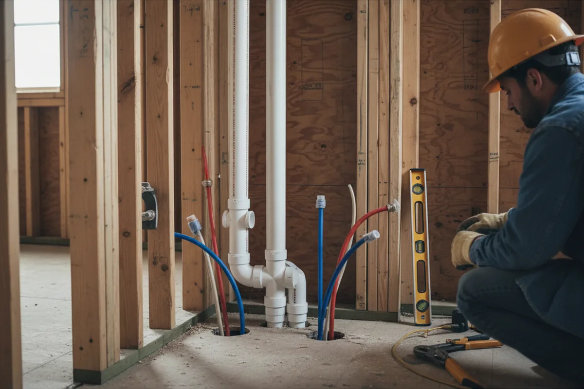 Drain and supply rough-in during Drain Cleaning in Westhampton Beach